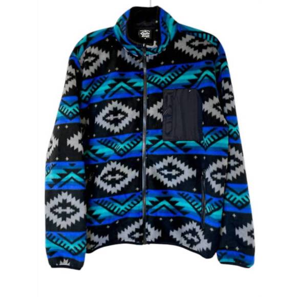 NEW LANCER'S FASHION men's wesley aztec jacket in blue - Picture 1 of 3